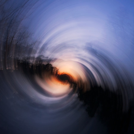 Spinning lake at sunset